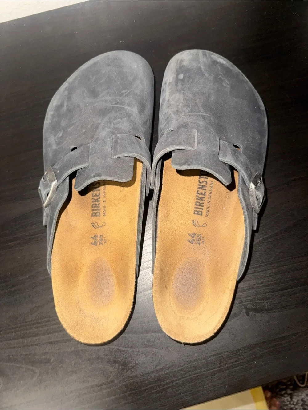 Birkenstock Clogs leather Charcoal with Buckle
